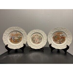 Set 3 Fondeville Ambassador Ware International Toasts Series Plates vintage bar